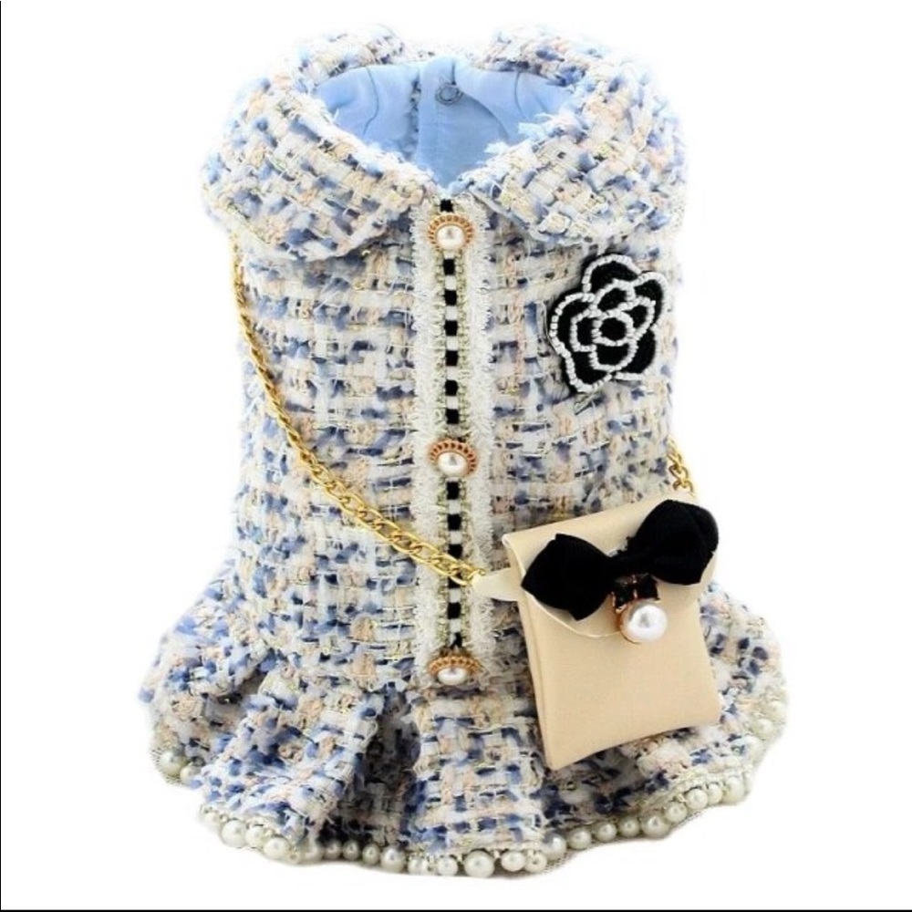 Coco dog tweed dress baby blue